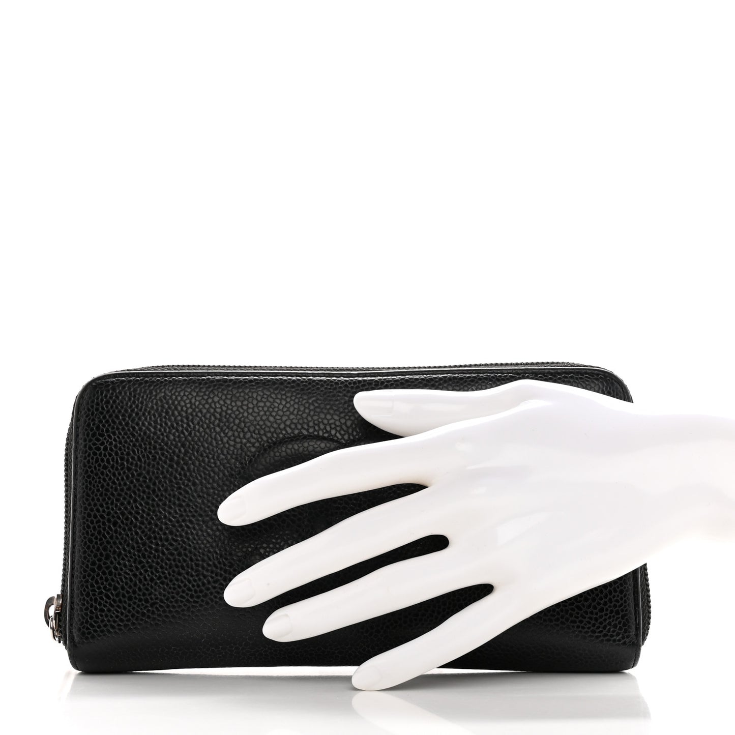 Caviar Large Timeless CC Zip Around Wallet Black