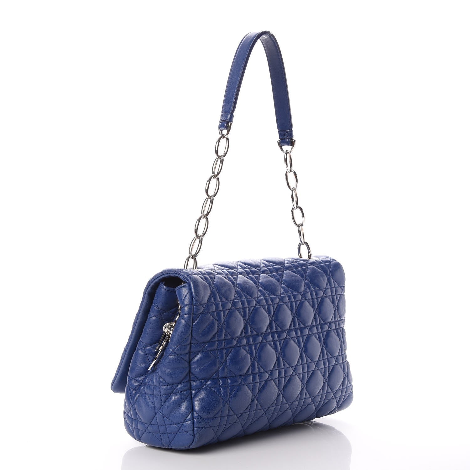Christian Dior Lambskin Cannage Soft Flap Bag Blue 3 of 7