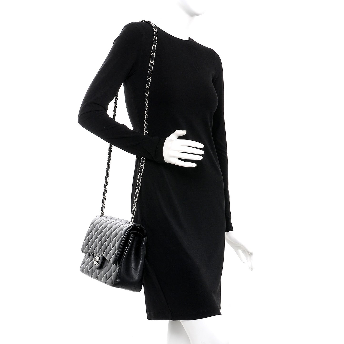 Lambskin Quilted Jumbo Double Flap Black