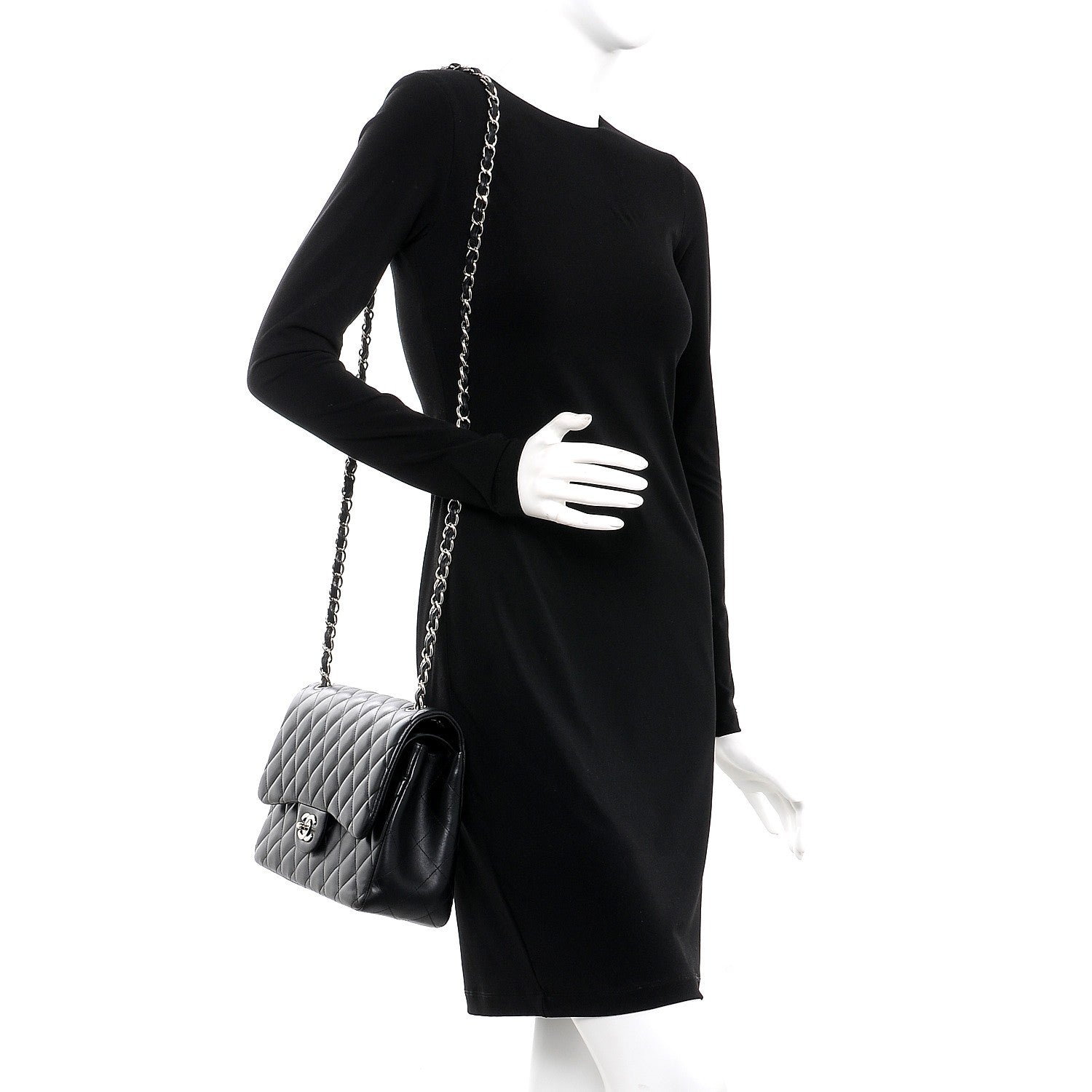 Chanel Lambskin Quilted Jumbo Double Flap Black 2 of 8