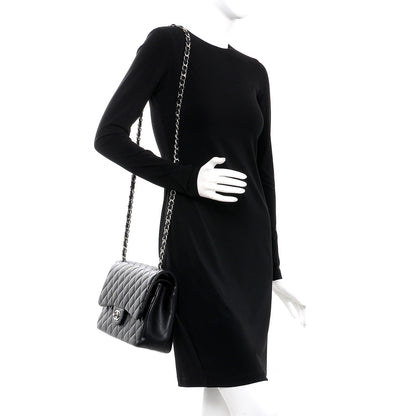 Chanel Lambskin Quilted Jumbo Double Flap Black 2 of 8