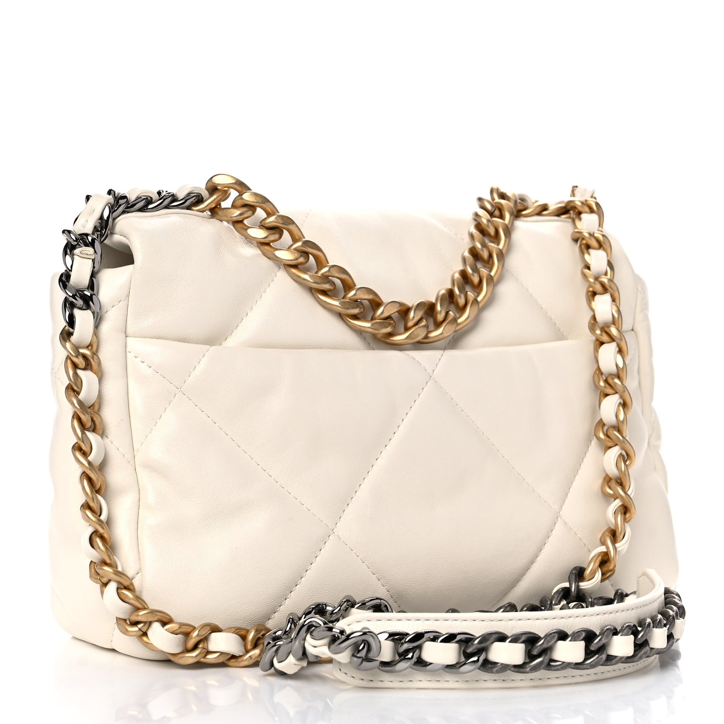 Lambskin Quilted Medium Chanel 19 Flap White