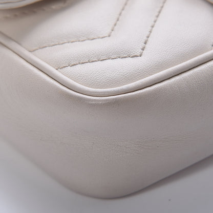 Gucci Calfskin Matelasse Super Mini GG Marmont Shoulder Bag White 15 of 18