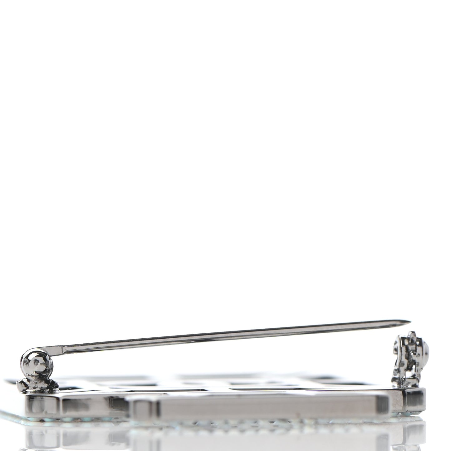 Ruthenium Crystal Perfume Bottle CC Brooch Iridescent Blue