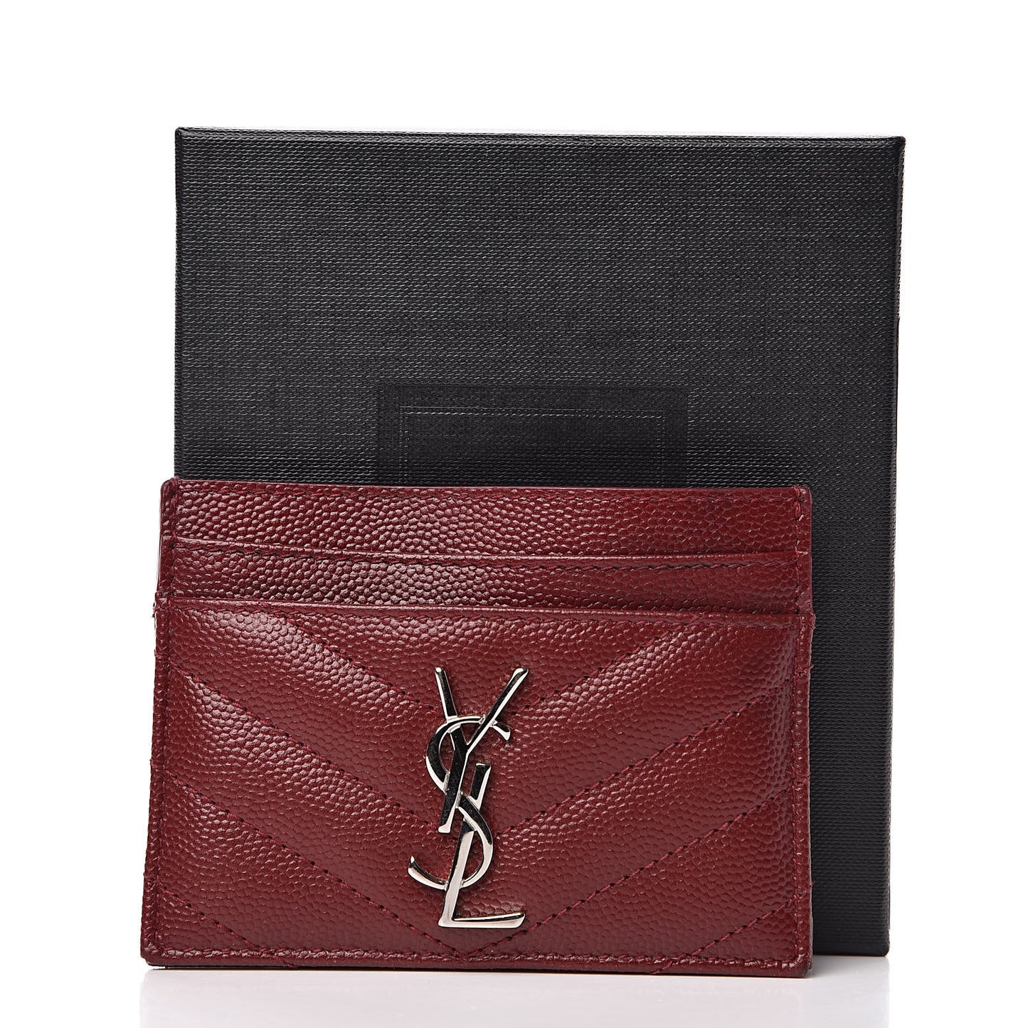 Grain De Poudre Matelasse Chevron Monogram Credit Card Case Palissandre