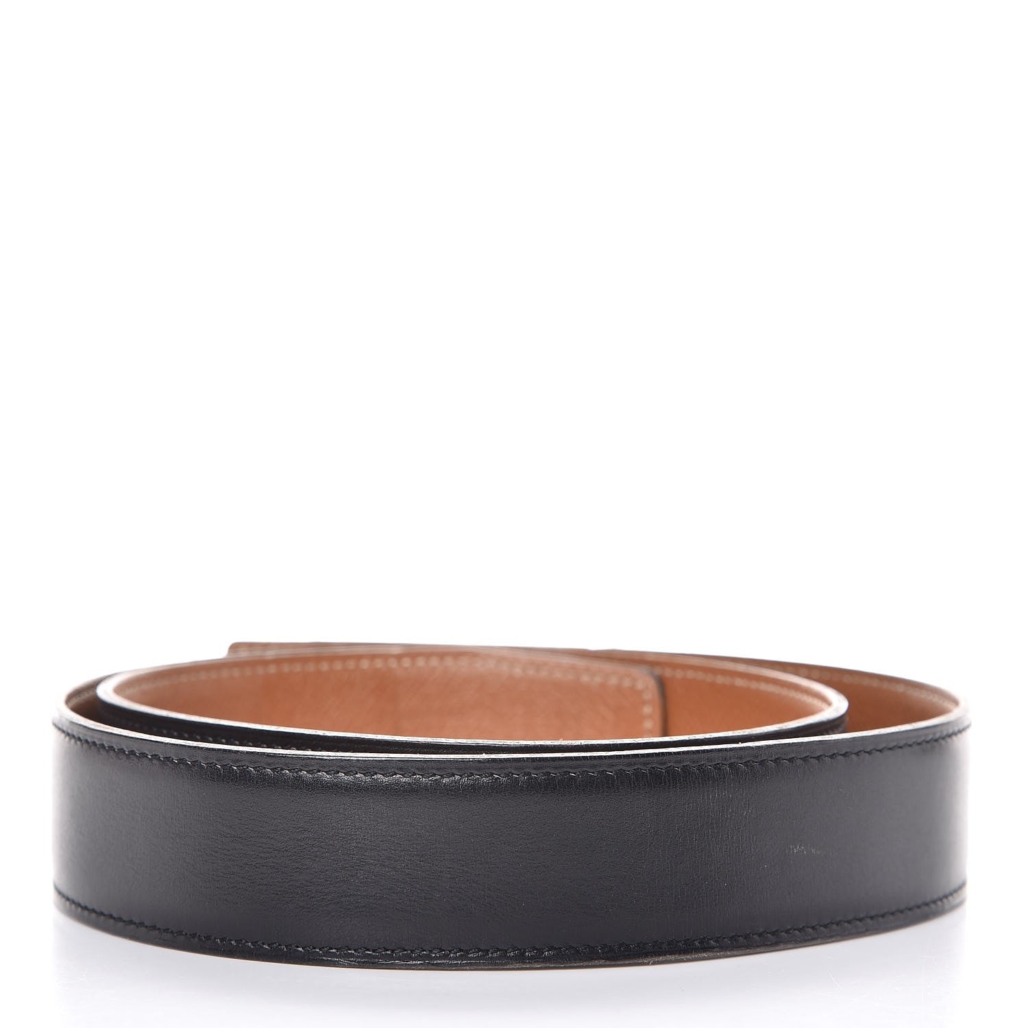 Hermes Courchevel Box 32mm Belt Strap 80 Gold Black 2 of 7