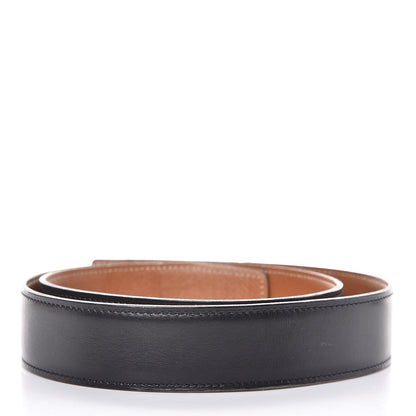 Hermes Courchevel Box 32mm Belt Strap 80 Gold Black 2 of 7