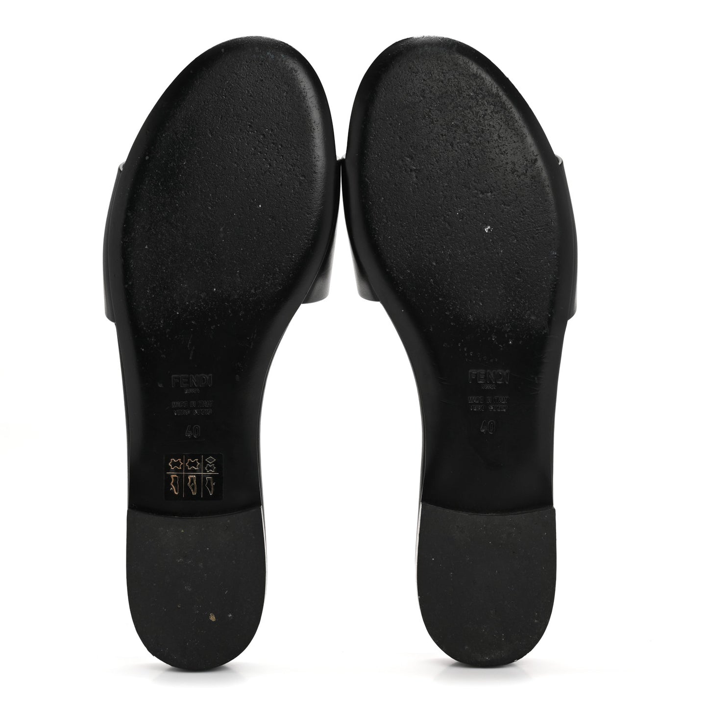 Vitello Cuoio Baguette Flat Slide Sandals 40 Black