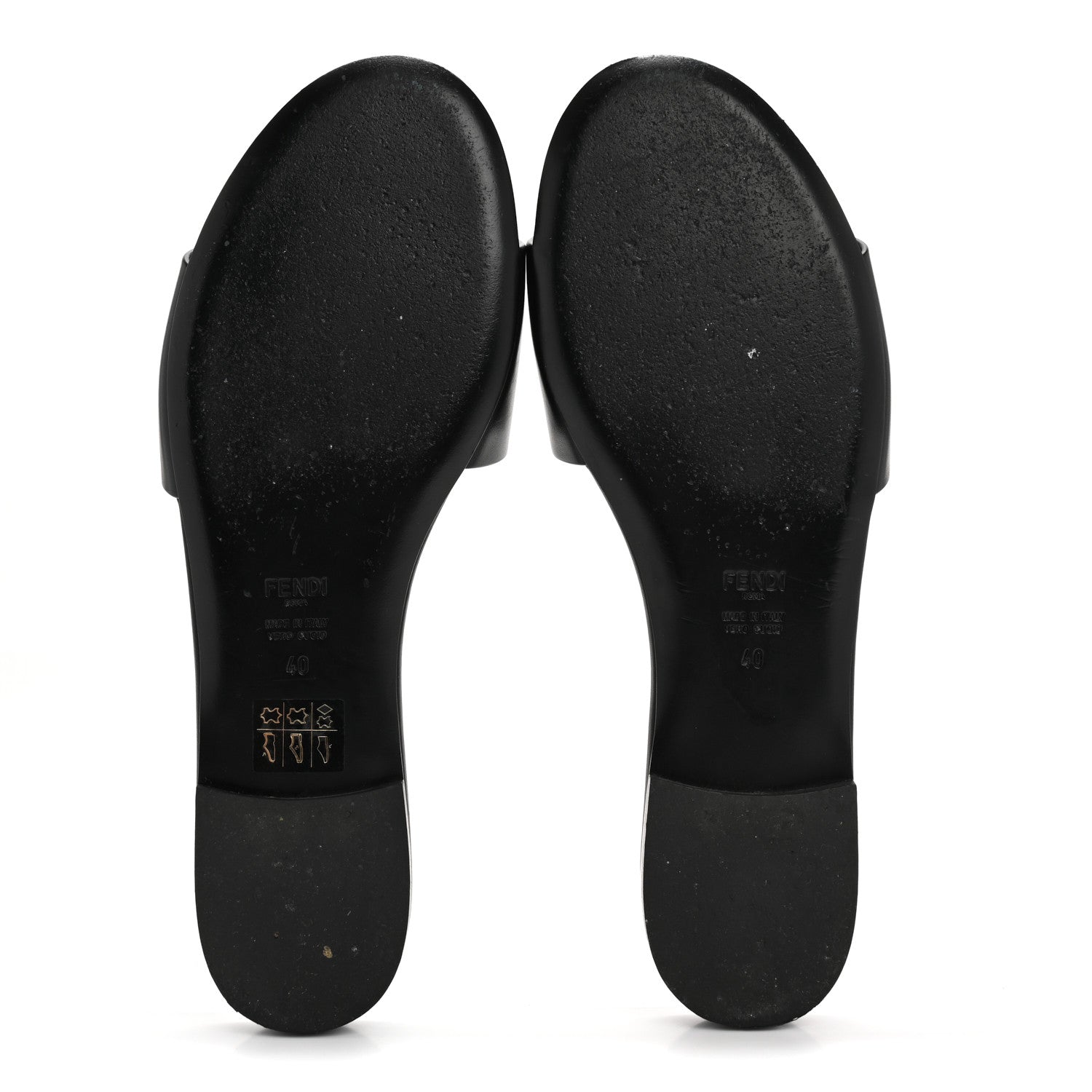 Fendi Vitello Cuoio Baguette Flat Slide Sandals 40 Black 6 of 10