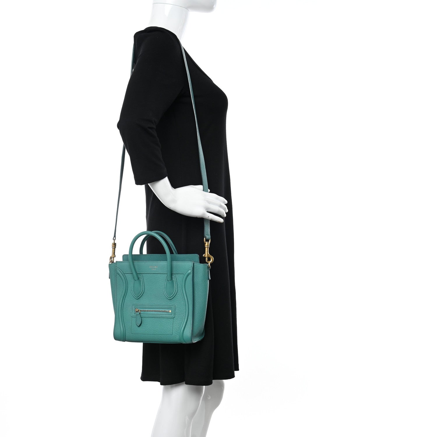 Celine Drummed Calfskin Nano Luggage 2 of 10