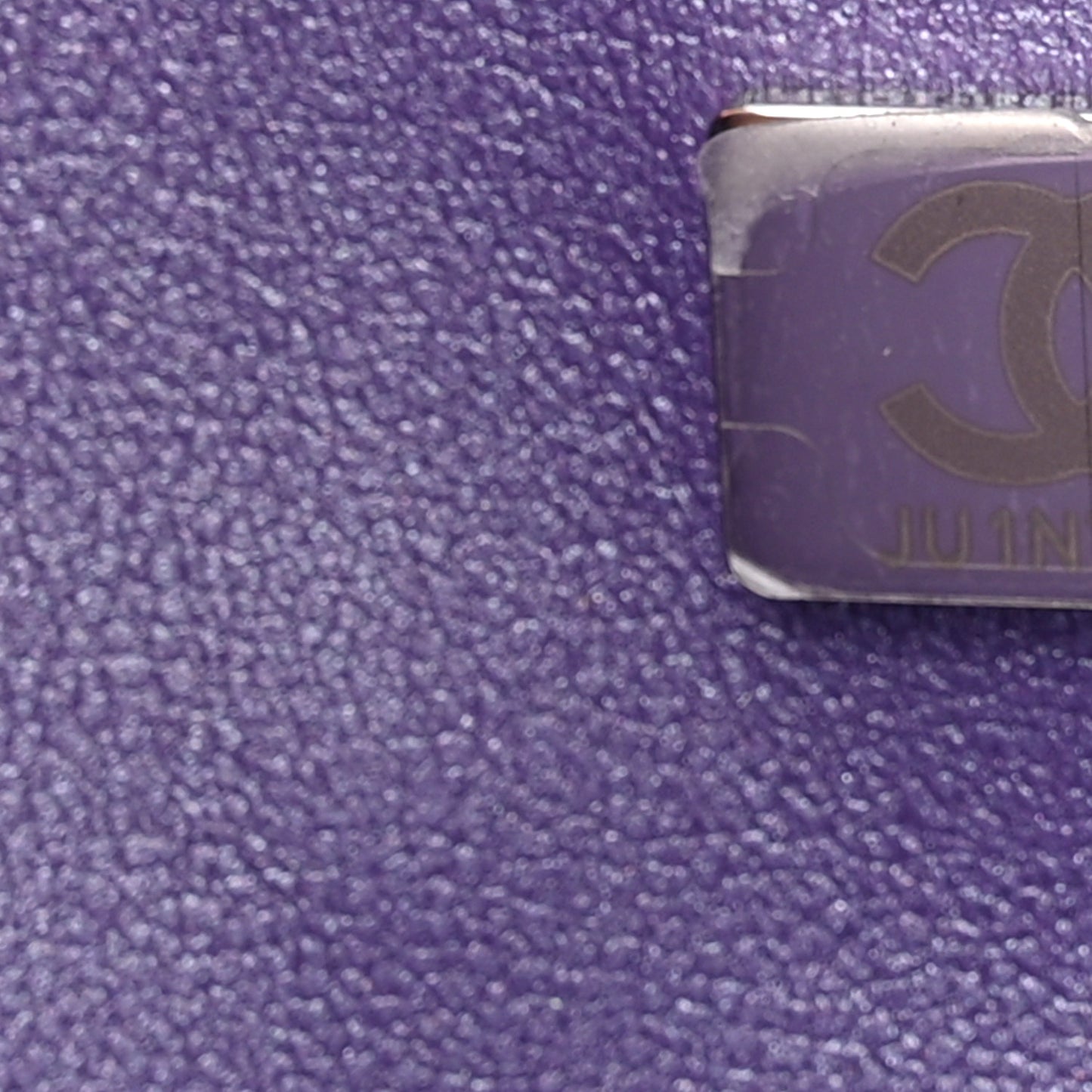 Metallic Lambskin Quilted Medium Double Flap Purple
