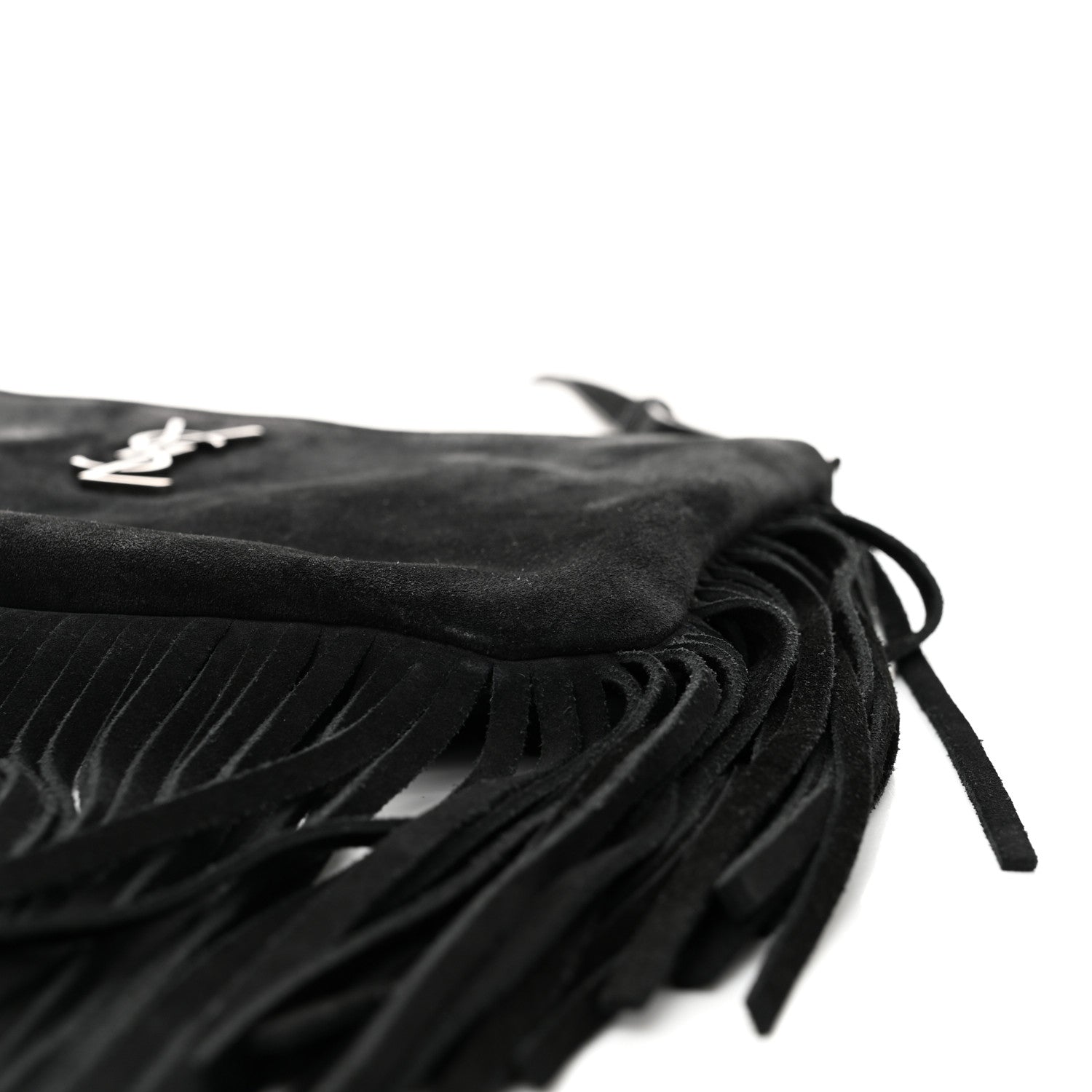 Saint Laurent Suede Calfskin Small Fringe Crossbody Bag Black 10 of 11