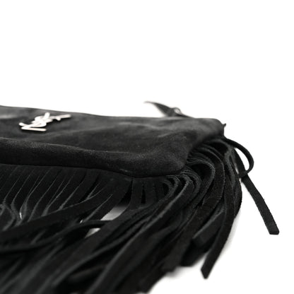 Saint Laurent Suede Calfskin Small Fringe Crossbody Bag Black 10 of 11