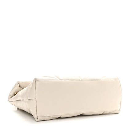 Saint Laurent Lambskin Quilted Medium Loulou Puffer Monogram Chain Satchel Crema Soft 4 of 7