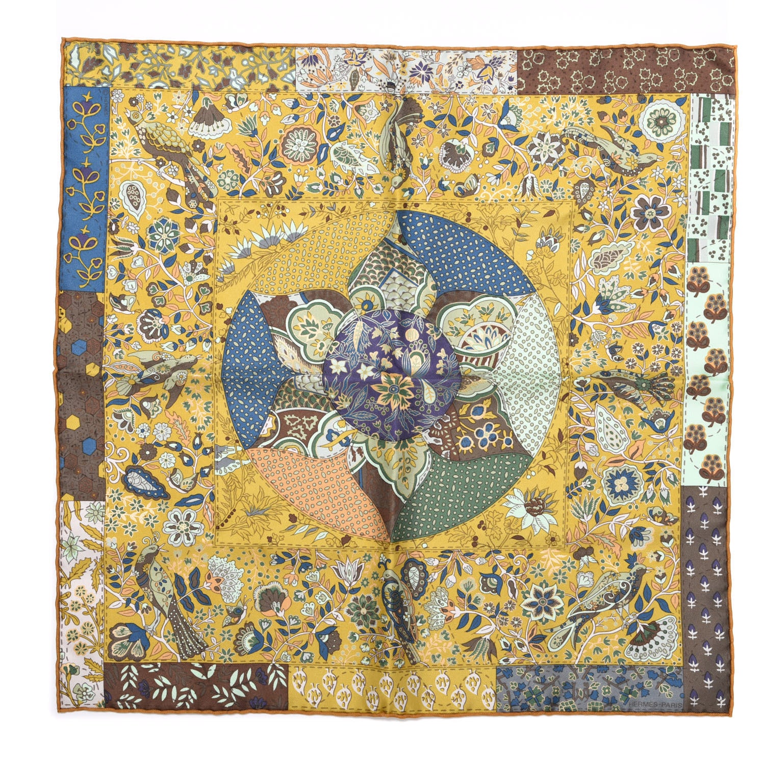 Hermes Silk Pique Fleuri De Provence Pocket Square Scarf 1 of 5