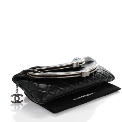 Chanel Lambskin Quilted Frame Clasp Flap Clutch Black 4 of 7