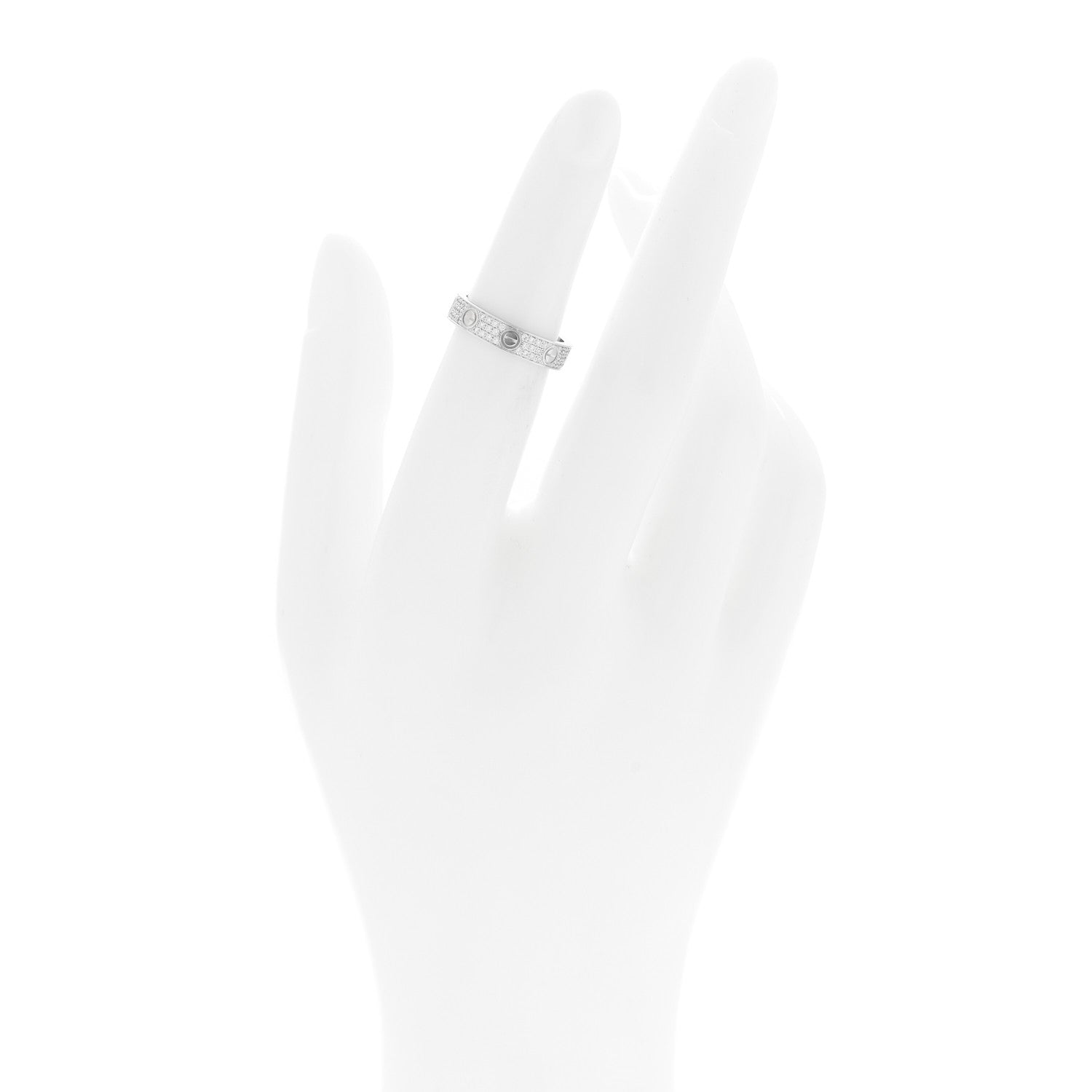 Cartier 18K White Gold Diamond 4mm LOVE Wedding Paved Band Ring 48 4.5 2 of 4