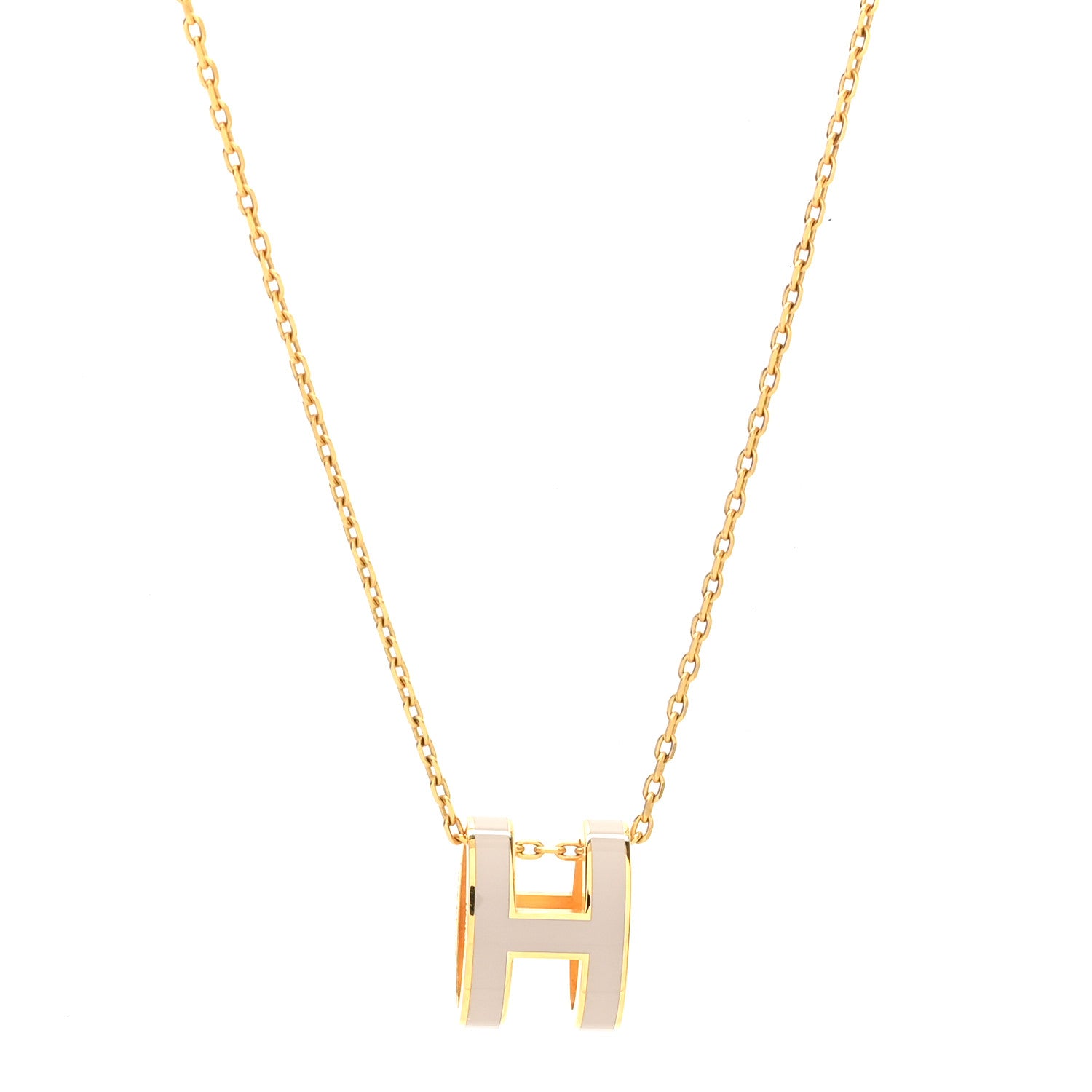 Hermes Lacquered Rose Gold Pop H Pendant Necklace Marron Glace 1 of 6