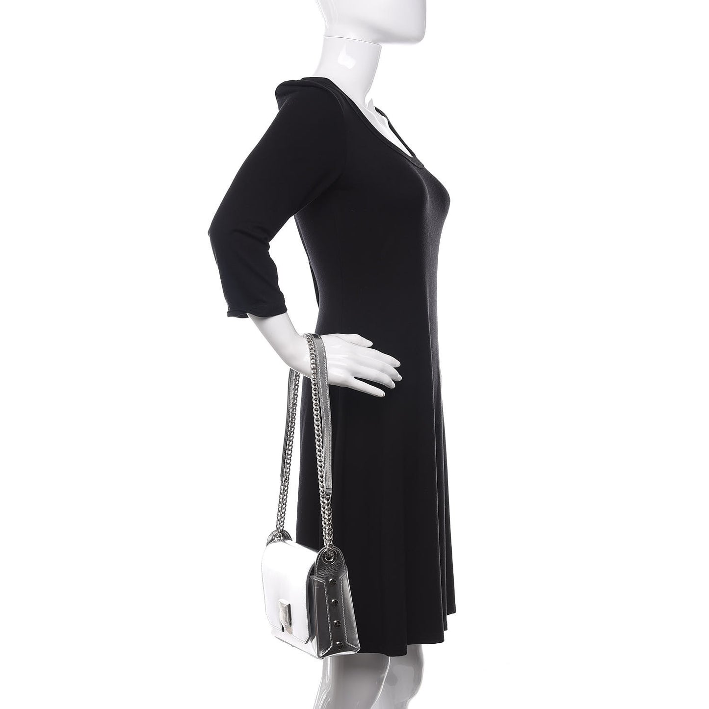 Metallic Calfskin Lockett Petite Shoulder Bag Silver