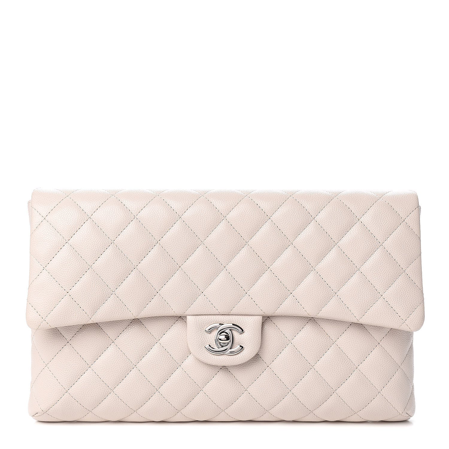 Chanel Caviar Quilted Flap Clutch Ivory 1 of 11