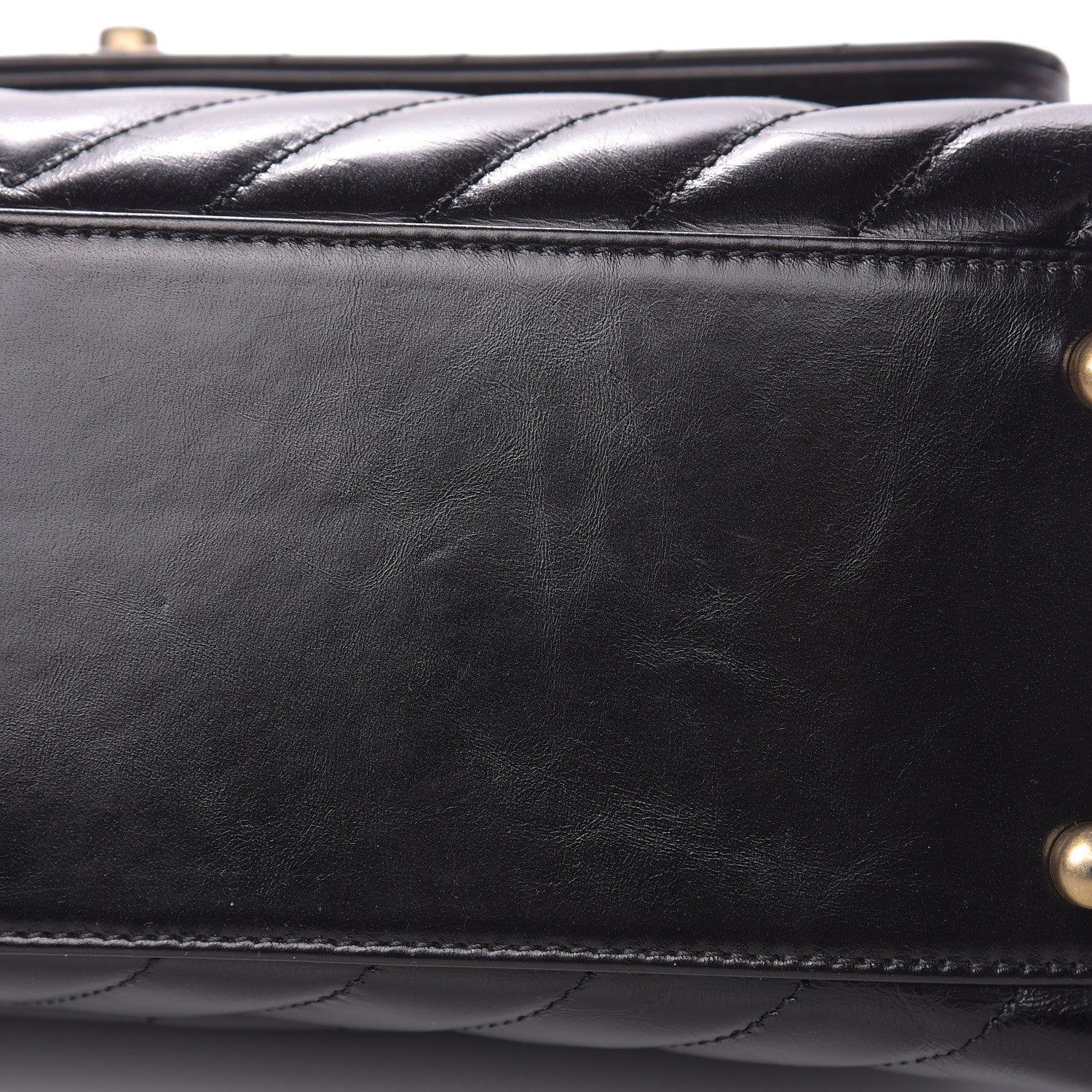 Chanel Calfskin Lizard Chevron Quilted Small Coco Handle Flap Black 10 of 10