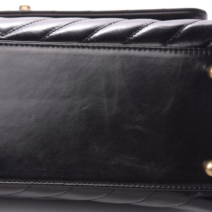 Chanel Calfskin Lizard Chevron Quilted Small Coco Handle Flap Black 10 of 10