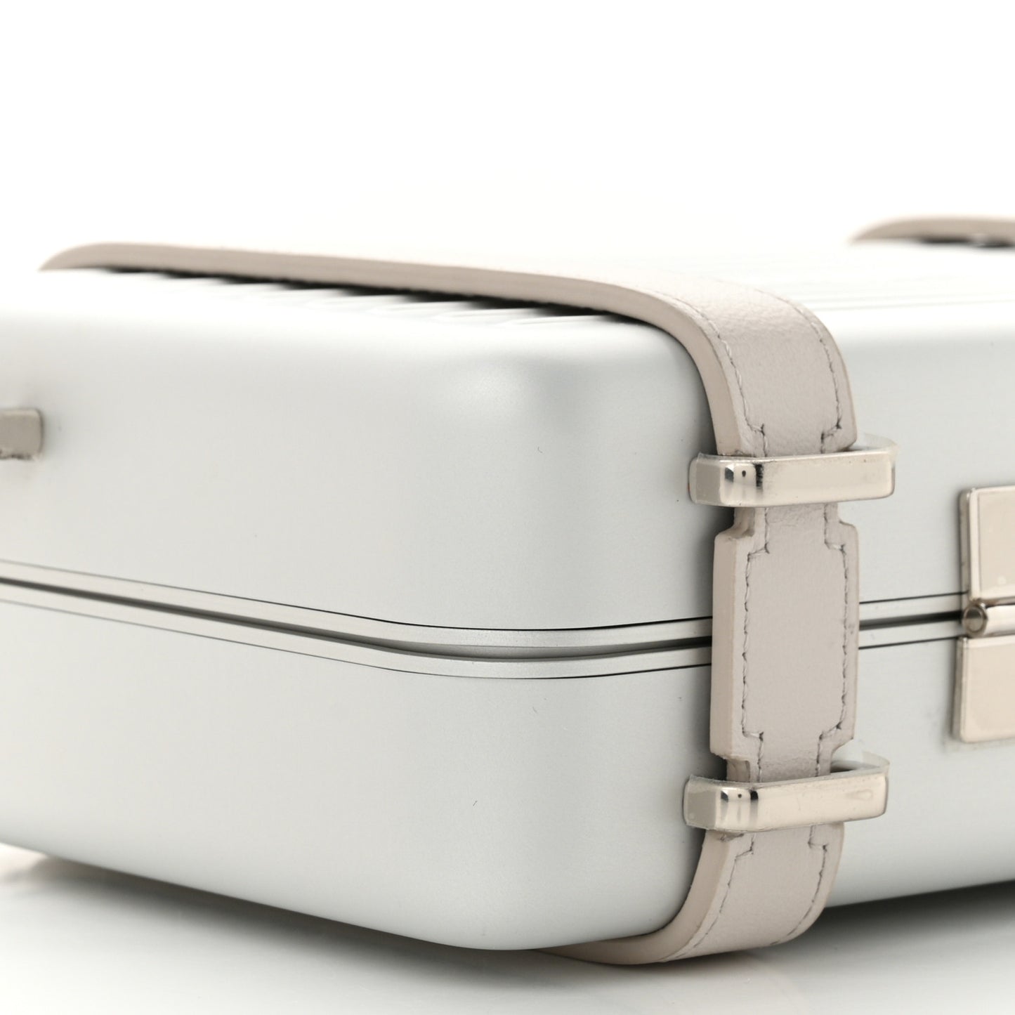 X RIMOWA Aluminum Personal Clutch On Strap Silver