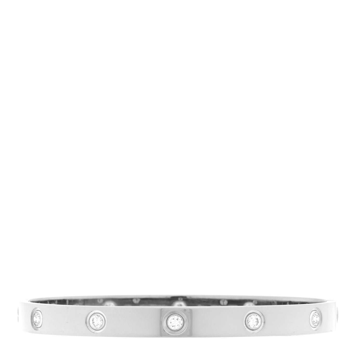 Cartier 18K White Gold 10 Diamond LOVE Bracelet 18 3 of 6