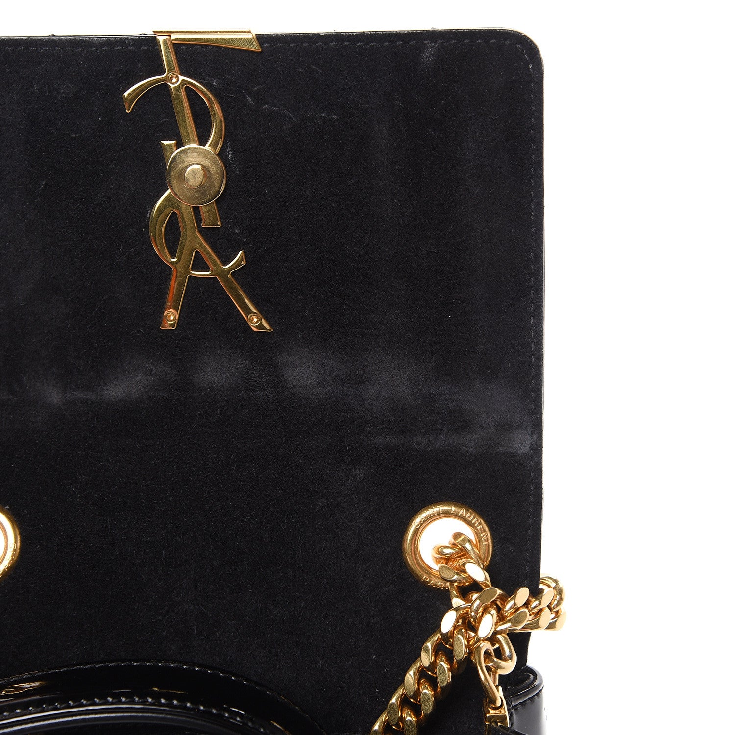Saint Laurent Patent Calfskin Matelasse Monogram Small Vicky Chain Bag Black 10 of 10