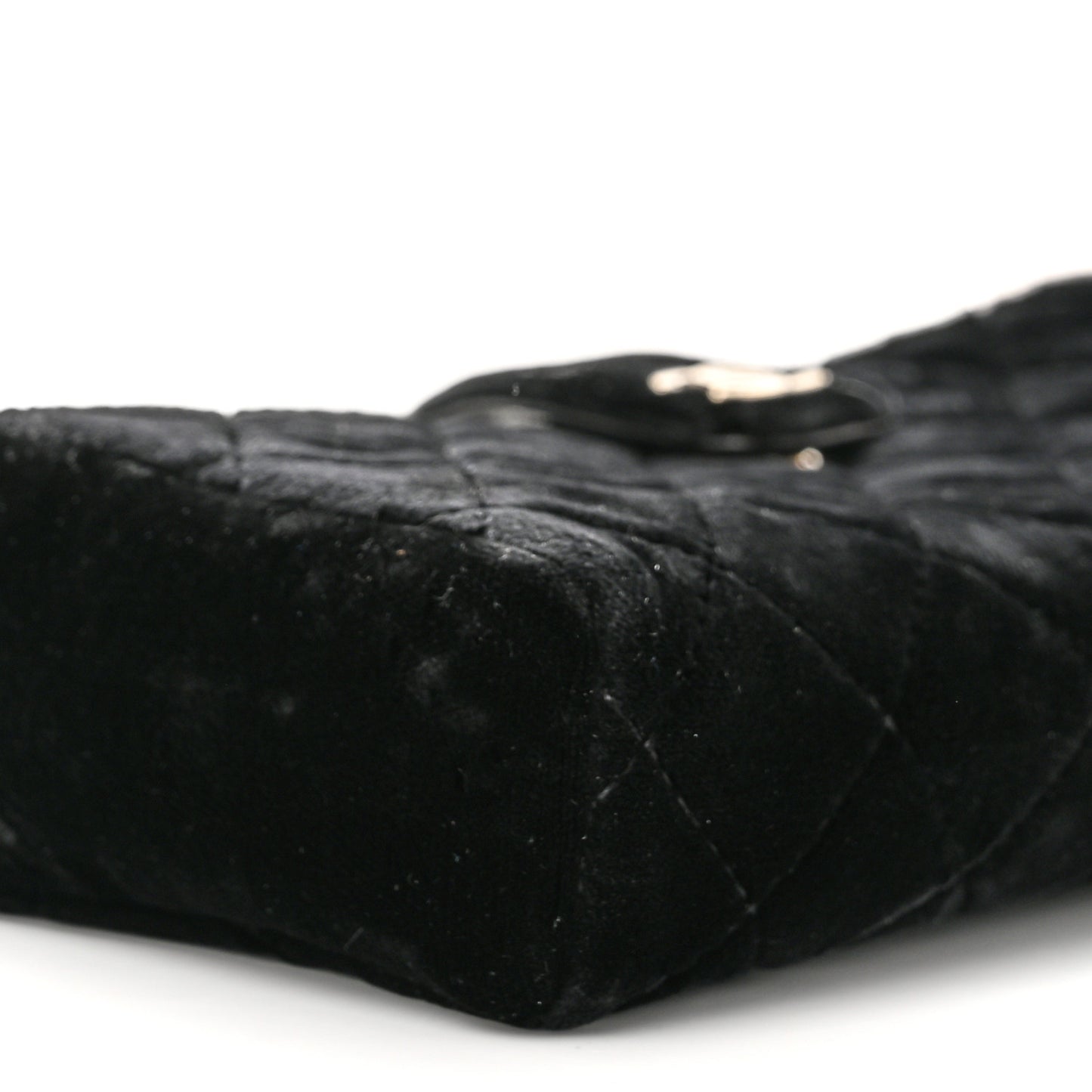 Velvet Quilted Small Clutch With Chain Black