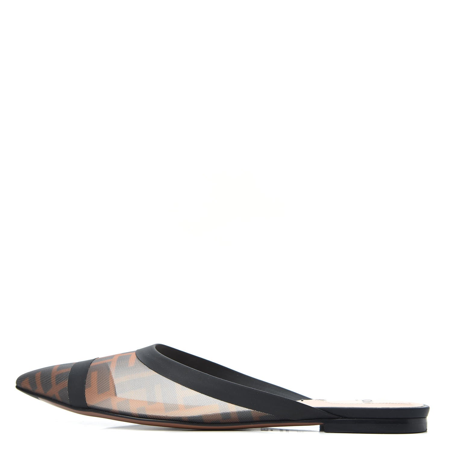 Fendi Technical Mesh Vitello FF Colibri Flat Mules 36.5 Tobacco Moro Black 1 of 8