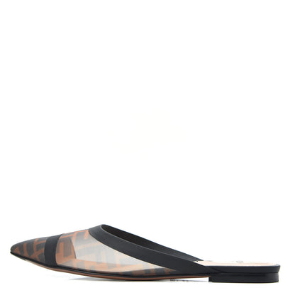 Fendi Technical Mesh Vitello FF Colibri Flat Mules 36.5 Tobacco Moro Black 1 of 8