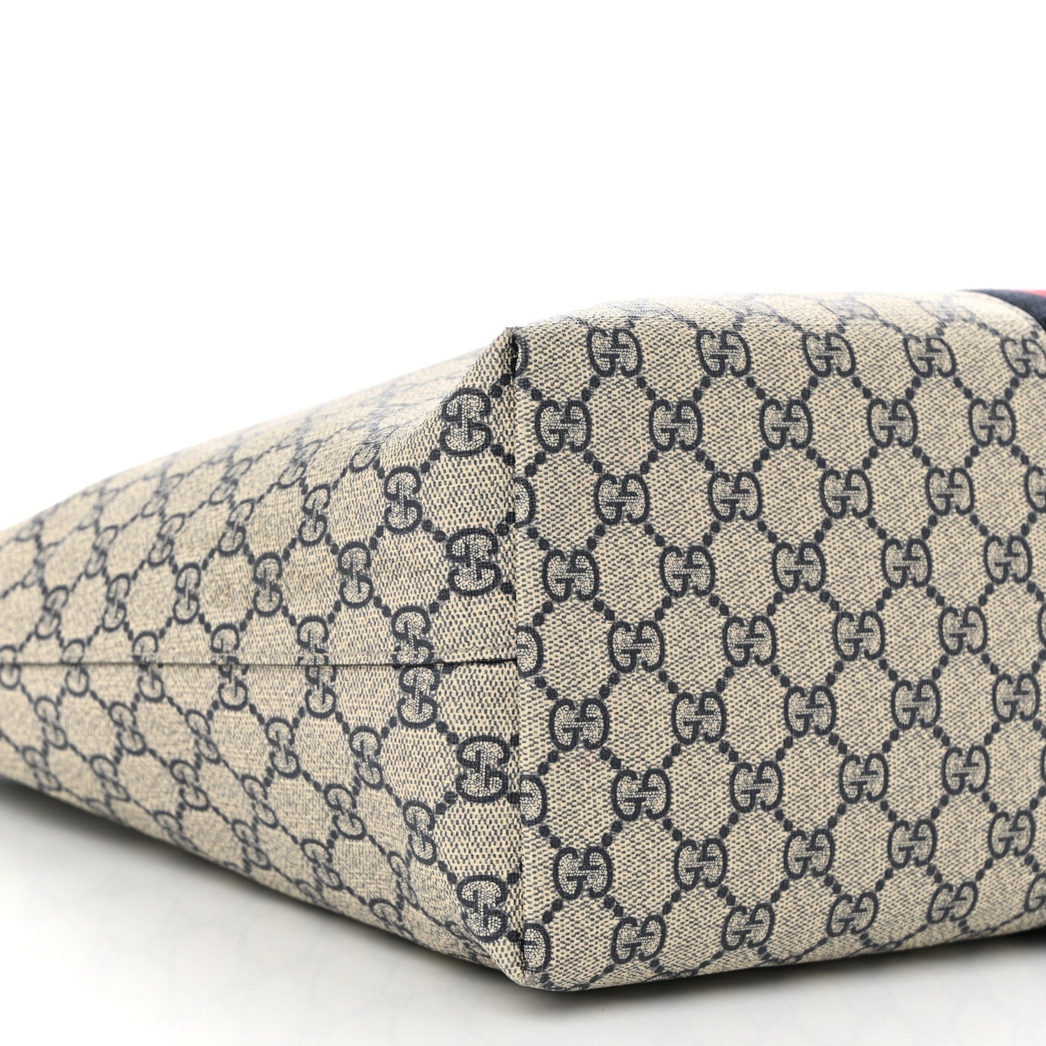 Gucci GG Supreme Monogram Textured Calfskin Web Medium Ophidia Shopping Tote Beige Blue 9 of 10