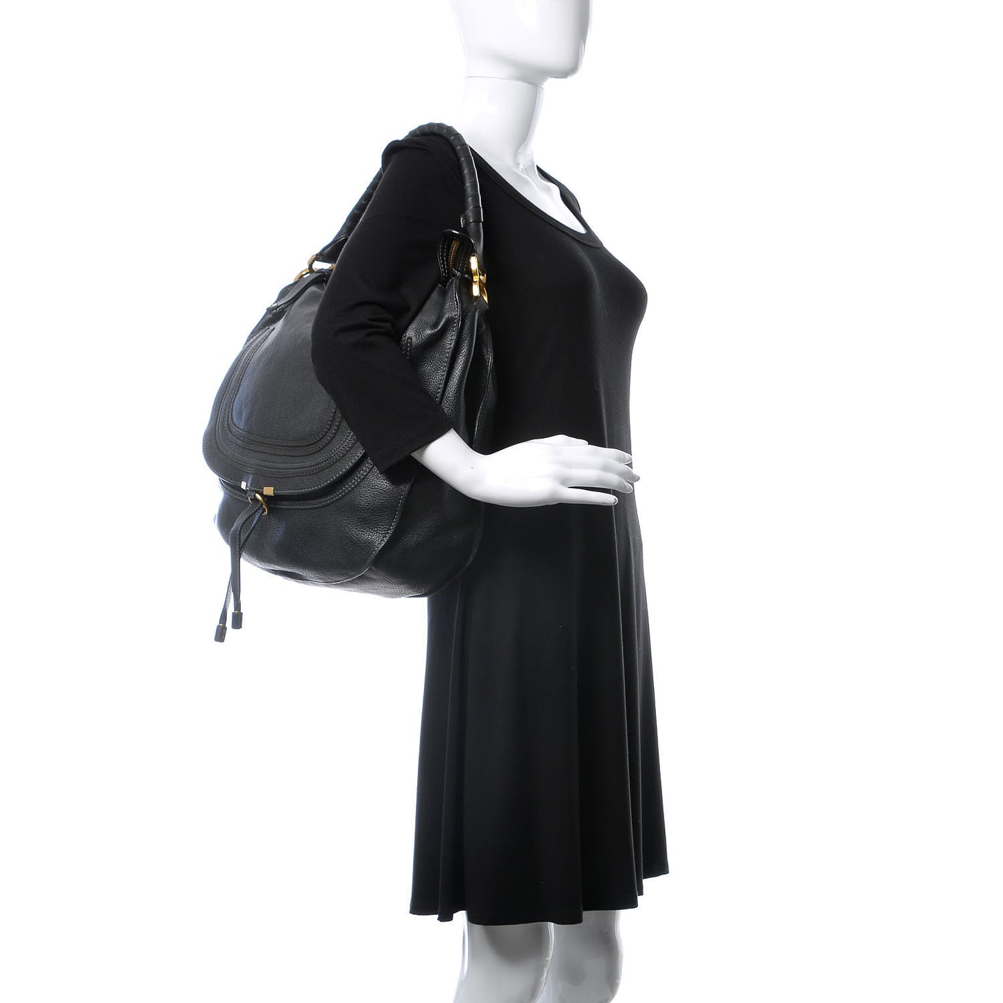 Calfskin Large Marcie Hobo Black