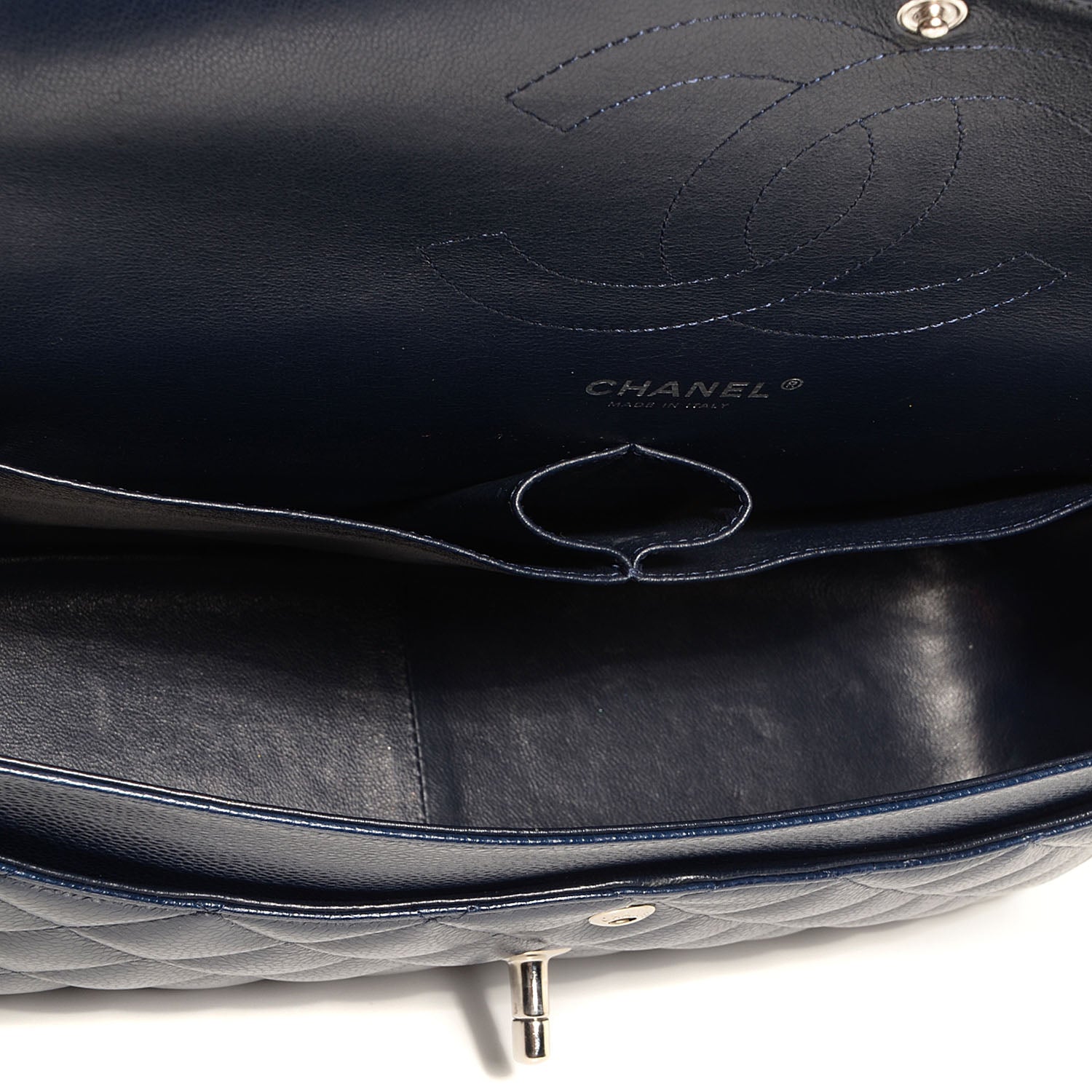 Chanel Caviar Quilted Jumbo Double Flap Navy Blue 7 of 9