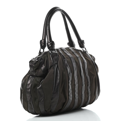 Prada Nappa Tessuto Nylon Mordore Stripes Bag Green 3 of 12