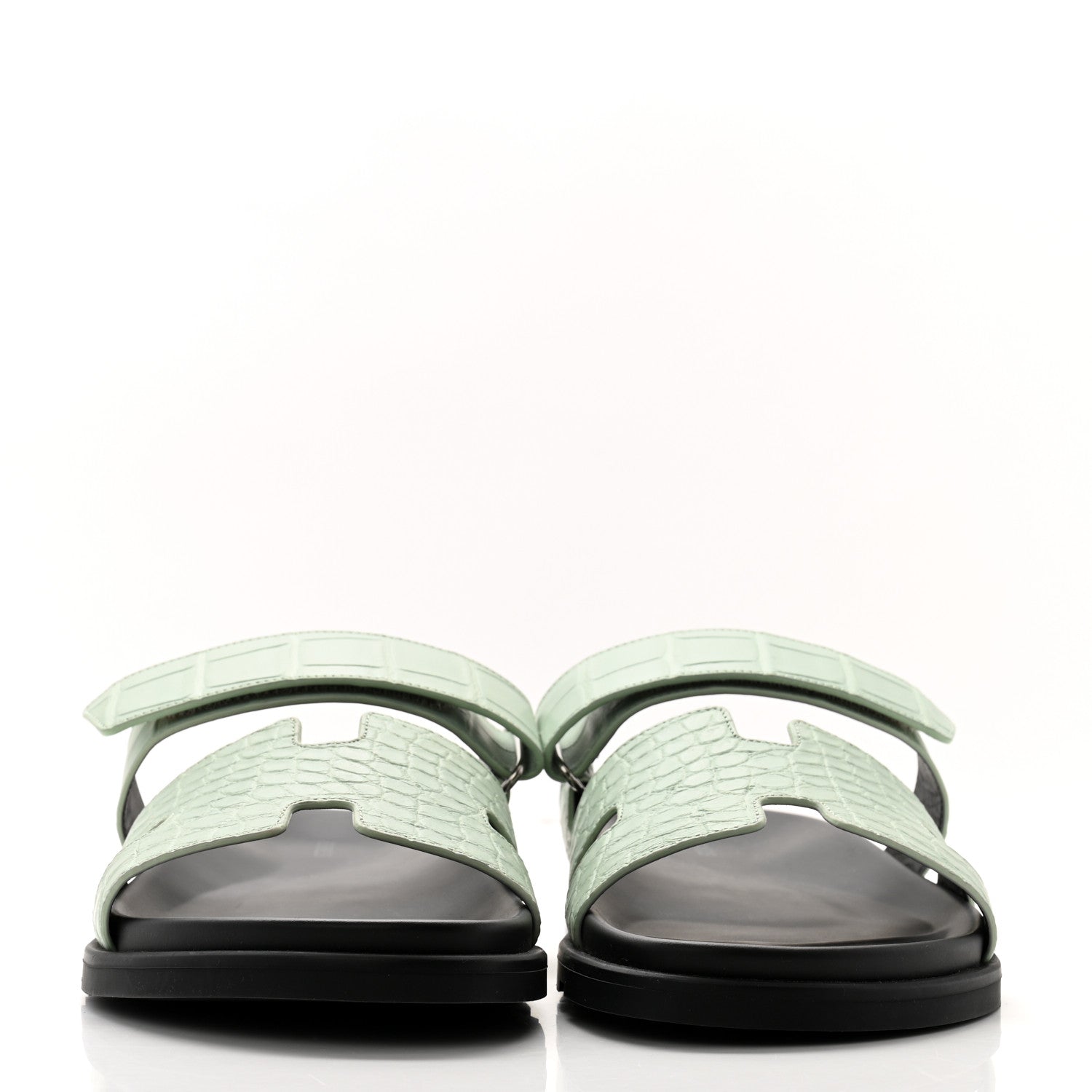Hermes Matte Alligator Mens Chypre Sandals 44 Vert D'eau 2 of 9