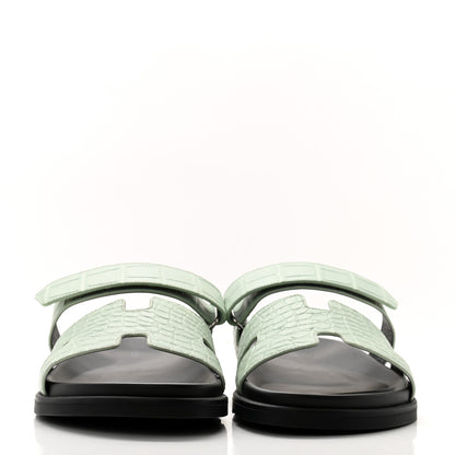 Hermes Matte Alligator Mens Chypre Sandals 44 Vert D'eau 2 of 9