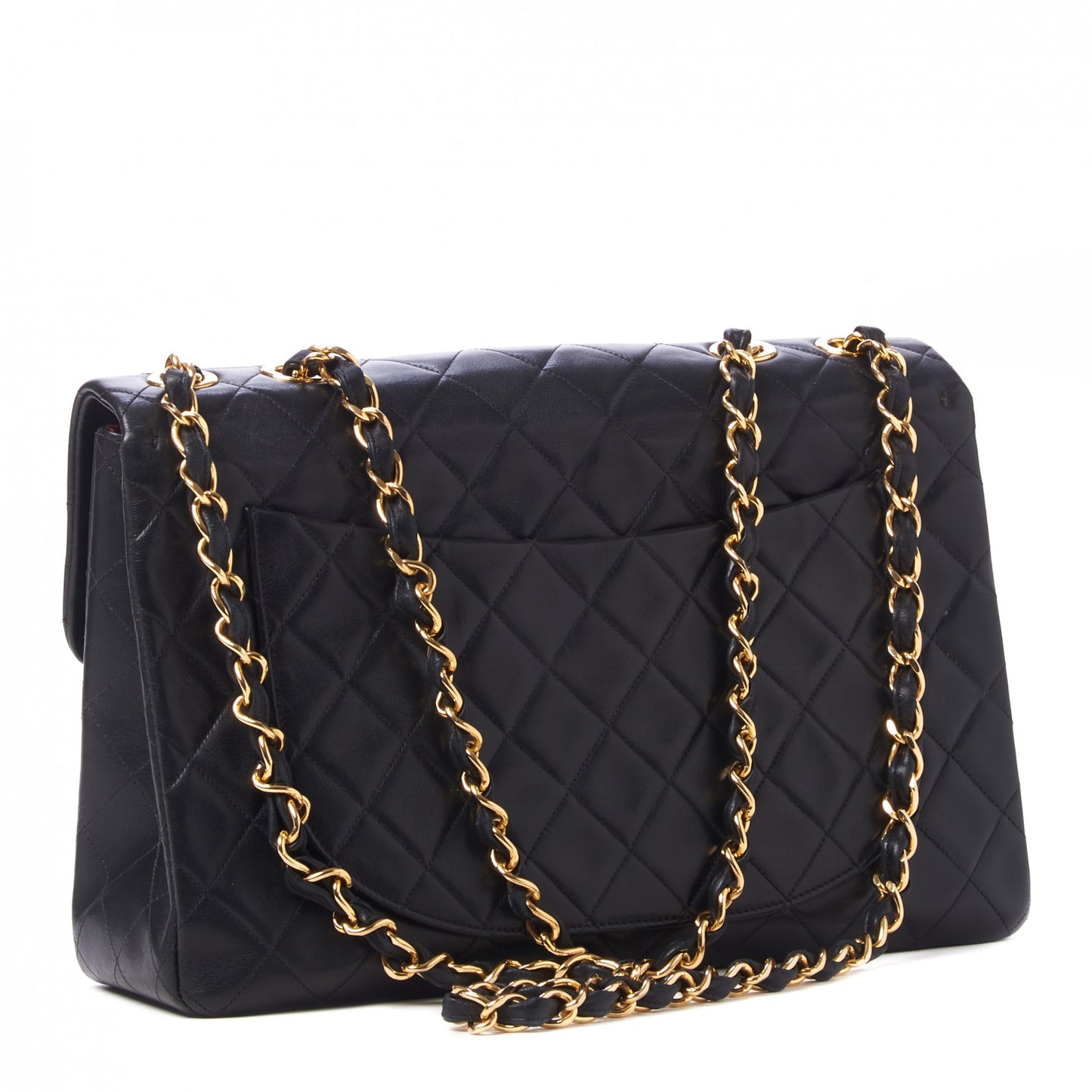 Lambskin Quilted XL Jumbo Single Flap Black
