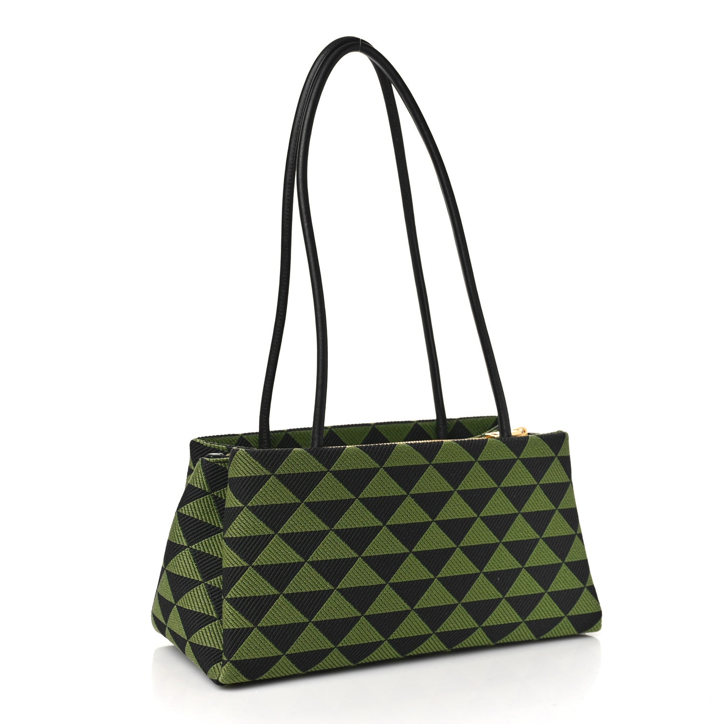 Jacquard Triangolo Symbole Embroidered Small Shoulder Bag Black Edera