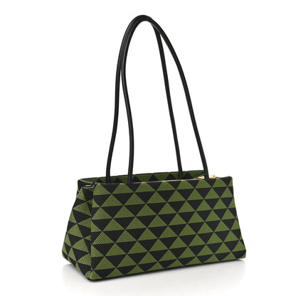 Prada Jacquard Triangolo Symbole Embroidered Small Shoulder Bag Black Edera 3 of 8
