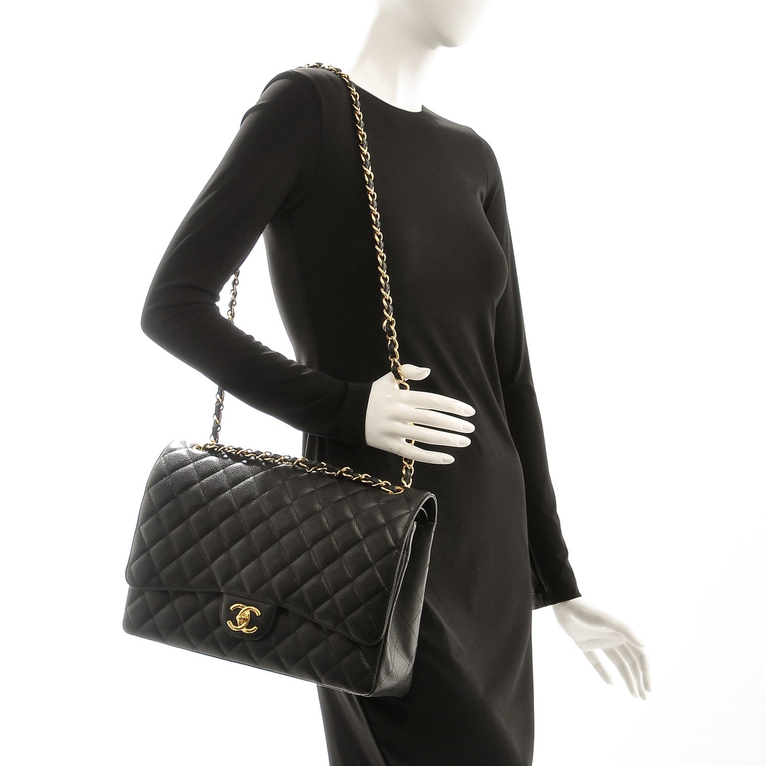 Chanel Caviar Quilted Maxi Double Flap Black 2 of 7