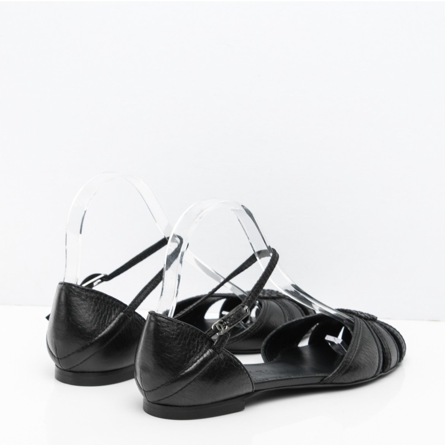 Chanel Grained Calfskin Patent CC Flats 37 Black 4 of 7