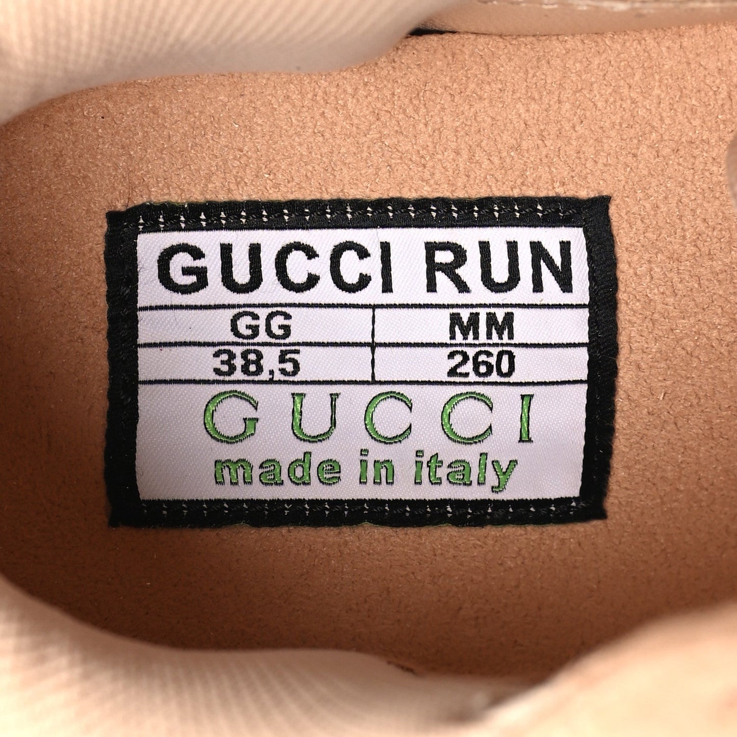 Tela Retino Mesh Crystal Suede GG Monogram Womens Gucci Run Sneakers 38.5 Light Powder Skin Rose Silver