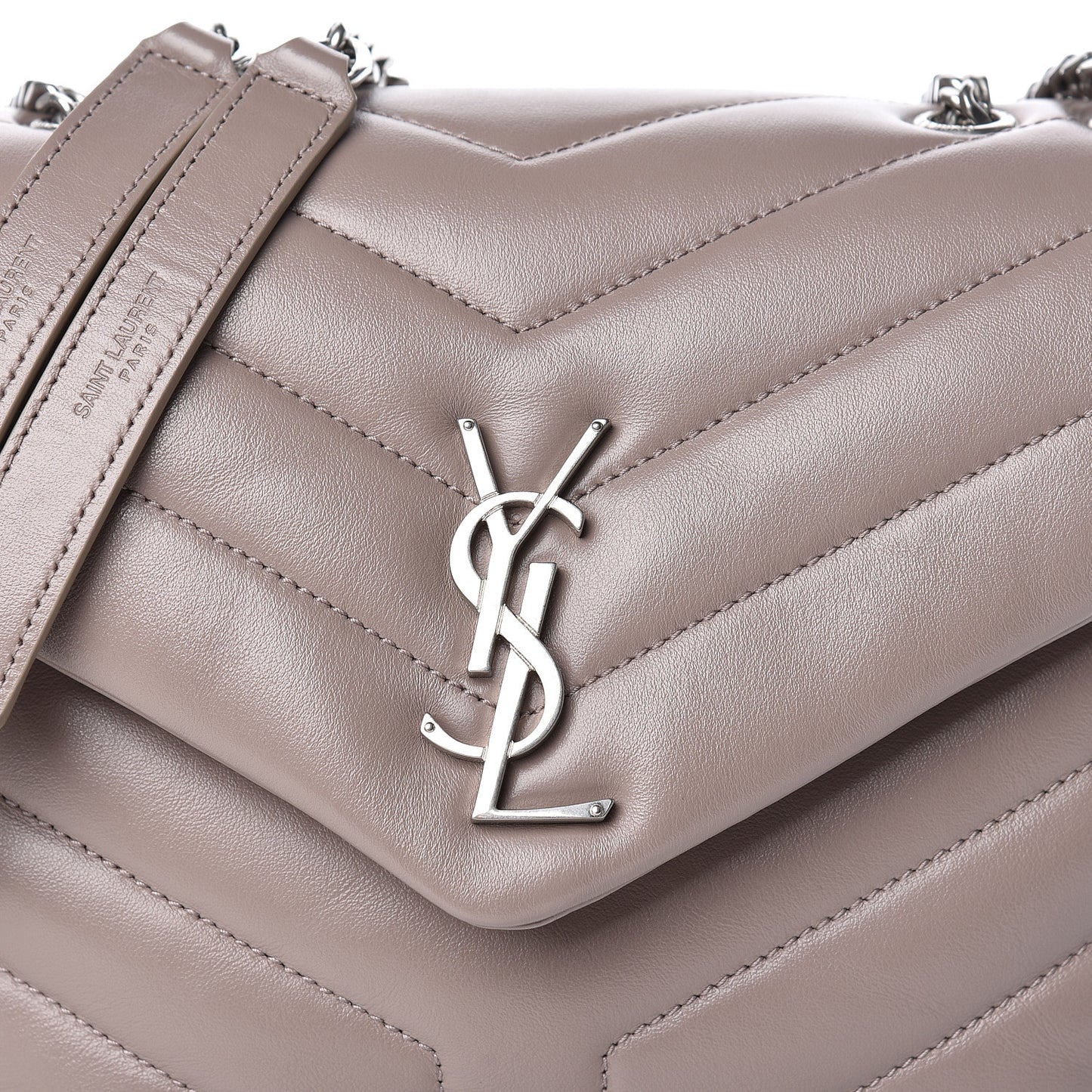 Calfskin Y Quilted Monogram Small Loulou Chain Satchel Taupe Sable