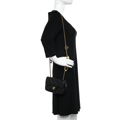 Chanel Lambskin Quilted Mini Heart Charms Flap Black 2 of 10