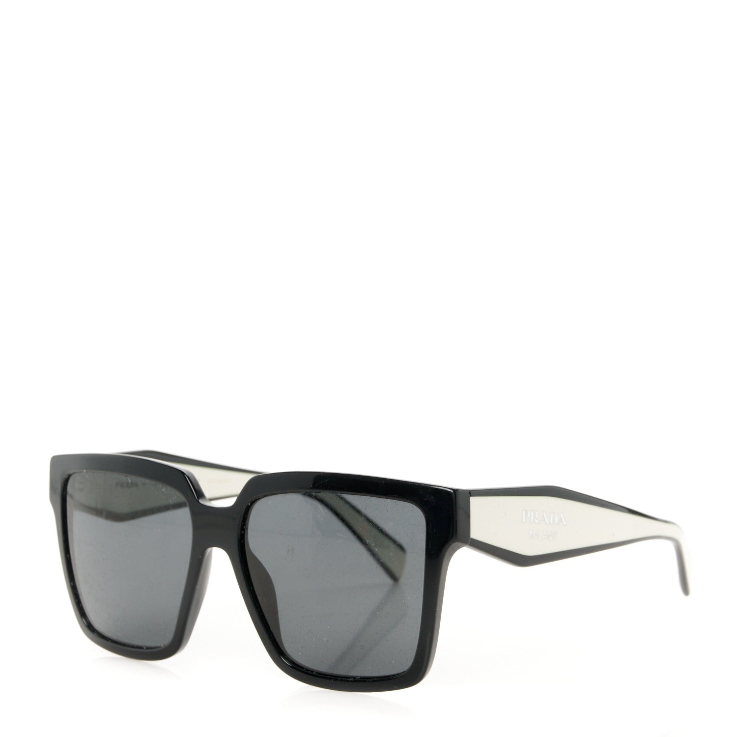 Prada Acetate Square Sunglasses SPR 24Z Black White 1 of 8