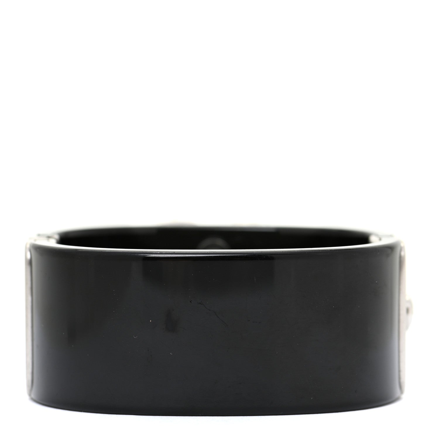 Chanel Resin Pearl Crystal CC Cuff Black 3 of 5