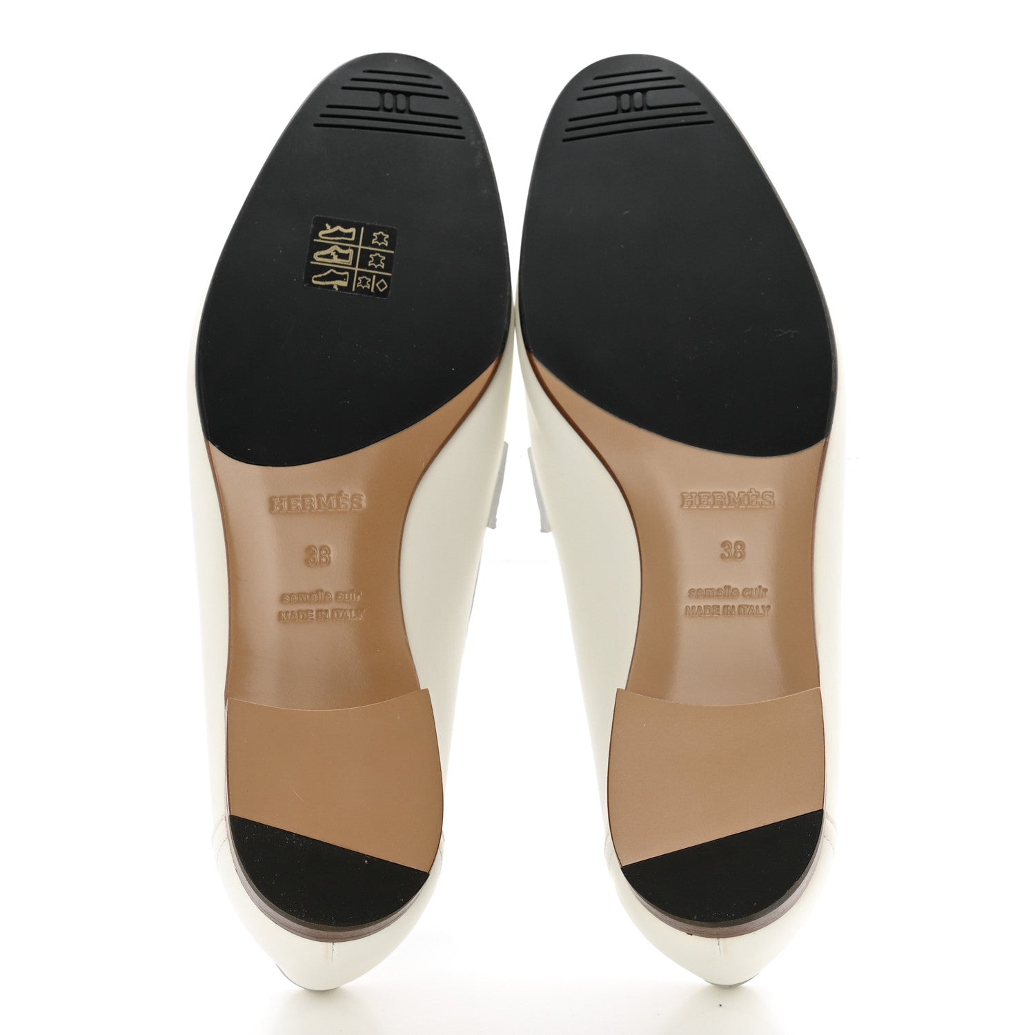 Hermes Calfskin Womens Royal Loafers 38 White 5 of 13
