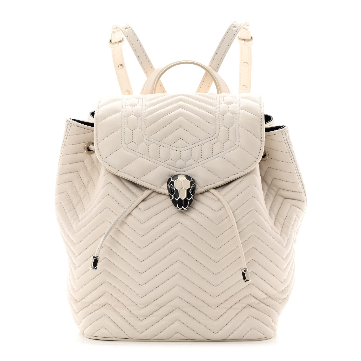 Bulgari Calfskin Quilted Serpenti Forever Backpack White 1 of 11